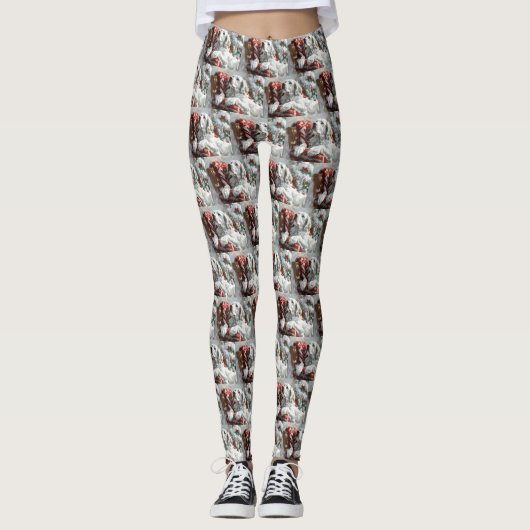 Engels Setter Dog Kerstfeest Leggings (Voorkant)