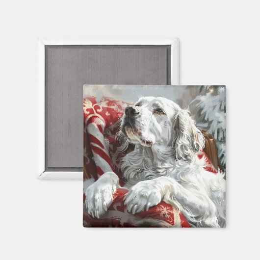 Engels Setter Dog Kerstfeest Magneet (Voorkant / Achterkant)
