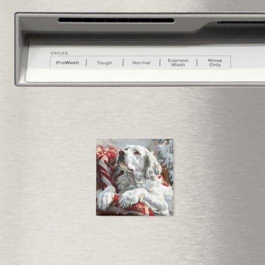 Engels Setter Dog Kerstfeest Magneet (Insitu (Vaatwasser))