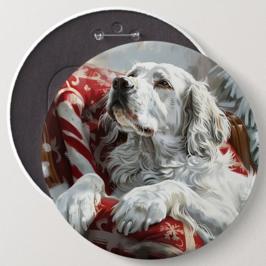 Engels Setter Dog Kerstfeest Ronde Button 6,0 Cm (Voorkant /achterkant)