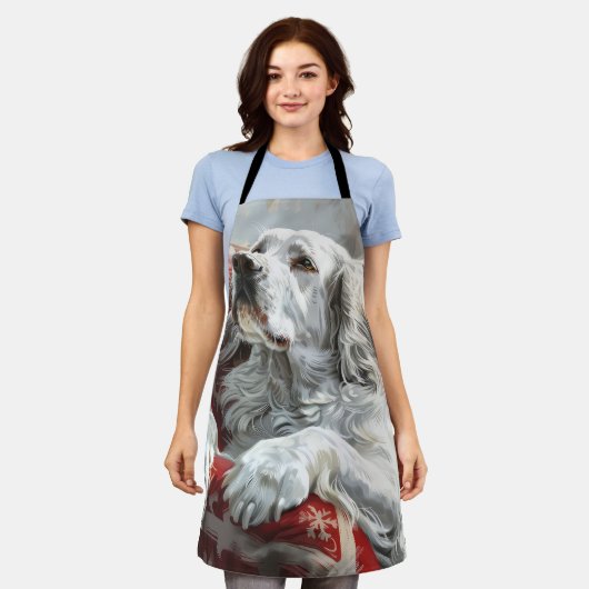 Engels Setter Dog Kerstfeest Schort (Gedragen)