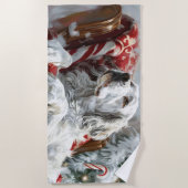 Engels Setter Dog Kerstfeest Strandlaken (Voorkant)