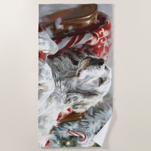 Engels Setter Dog Kerstfeest Strandlaken (Voorkant)