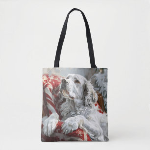 Engels Setter Dog Kerstfeest Tote Bag