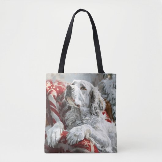 Engels Setter Dog Kerstfeest Tote Bag (Voorkant)