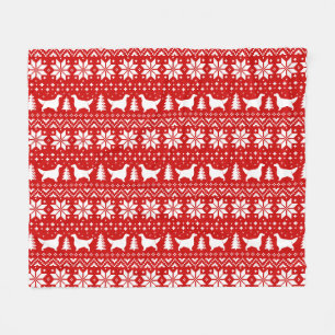 Engels Setter Dog silhouetten Kerst Patroon Fleece Deken