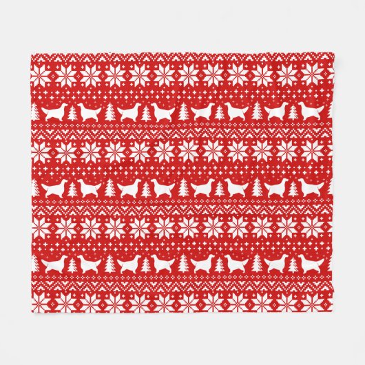 Engels Setter Dog silhouetten Kerst Patroon Fleece Deken (Voorkant (Horizontaal))
