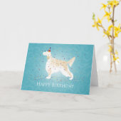 Engels Setter Happy Birthday-ontwerp Kaart (Gele Bloem)