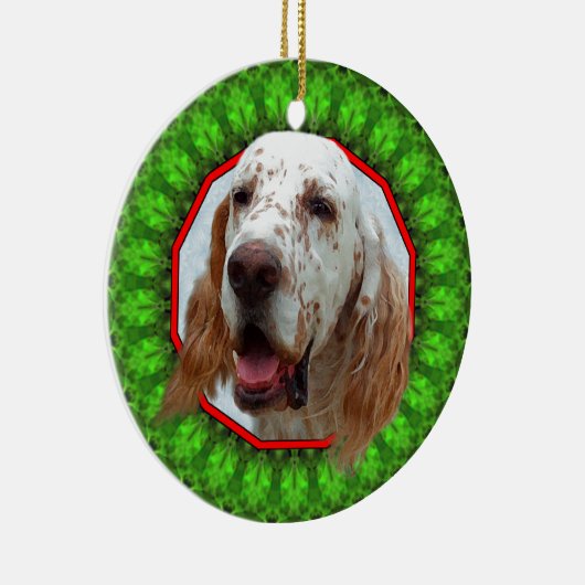 Engels Setter Happy Howliday Keramisch Ornament (Rechts)