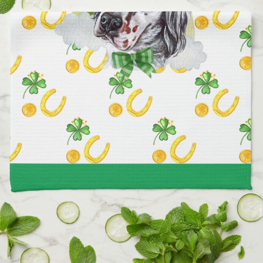 Engels Setter Holiday Home Decor St Patricks Day Theedoek (Gevouwen)