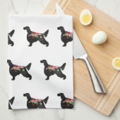 Engels Setter Hondenras Bohemian Floral Silhouett Theedoek (Quarter Fold)