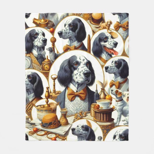 Engels Setter Illustratie Fleece Deken (Voorkant)