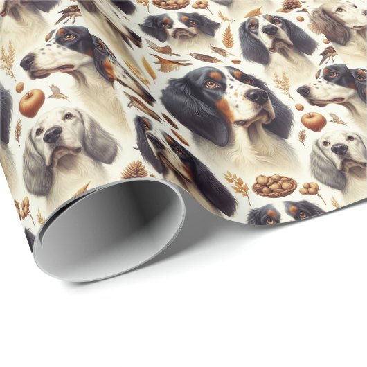  Engels Setter Naadloos Cadeaupapier (Rol Hoek)