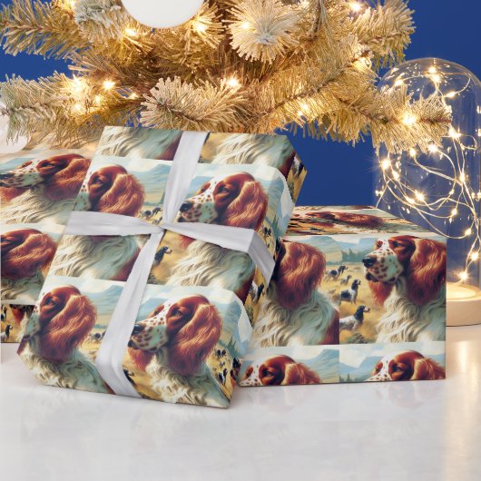 Engels Setter olieverfschilderij Cadeaupapier (Feestdagen)