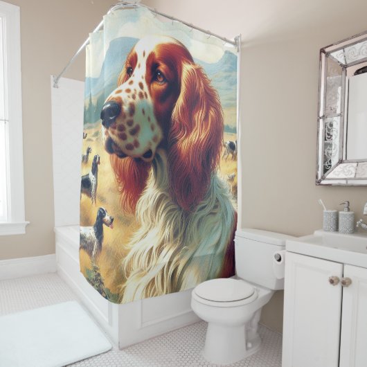  Engels Setter olieverfschilderij Douchegordijn (In situ)