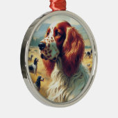 Engels Setter olieverfschilderij Metalen Ornament (Rechts)