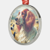 Engels Setter olieverfschilderij Metalen Ornament (Links)