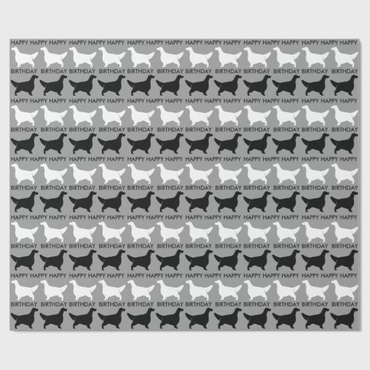 Engels Setter Silhouettes Patroon met Tekst Cadeaupapier (Vlak)