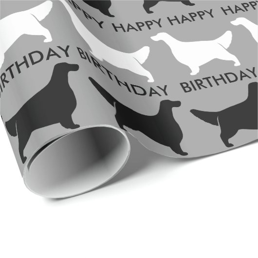 Engels Setter Silhouettes Patroon met Tekst Cadeaupapier (Rol Hoek)