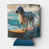 Engels setter strand surfen schilderij blikjeskoeler (Achterkant)