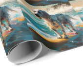 Engels setter strand surfen schilderij cadeaupapier (Rol Hoek)