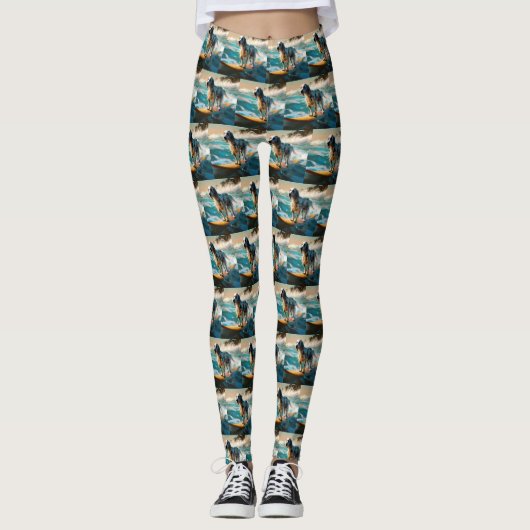 Engels setter strand surfen schilderij leggings (Voorkant)