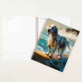 Engels setter strand surfen schilderij planner (Display)