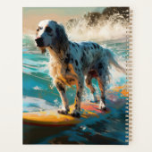 Engels setter strand surfen schilderij planner (Achterkant)