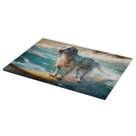 Engels setter strand surfen schilderij snijplank (Hoek)