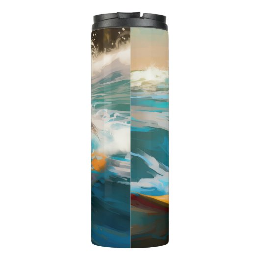 Engels setter strand surfen schilderij thermosbeker (Achterkant)