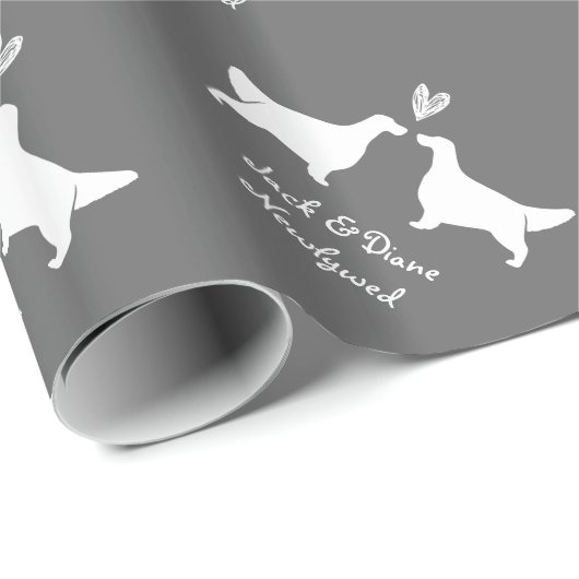 Engels Setters Bruiloft met aangepaste tekst Cadeaupapier (Rol Hoek)