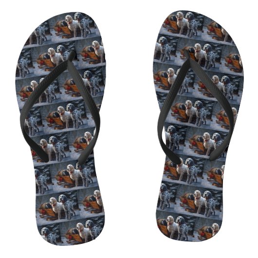 Engels Setter's Snowy Sleigh Kerstdecoratie Teenslippers (Voetbed)