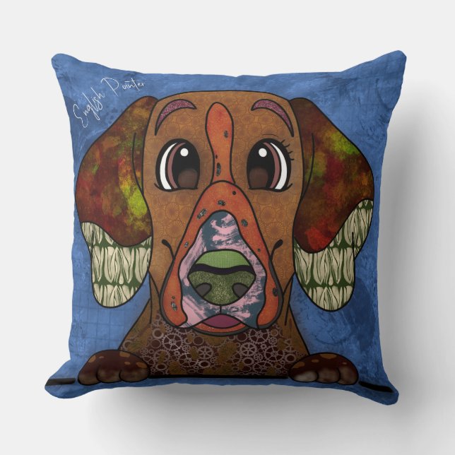 Engels Sierkussen met handbeschilderde aanwijzer (Voorkant)