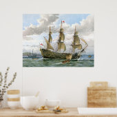 Engels slagschip ongeveer 1650 poster (Keuken)