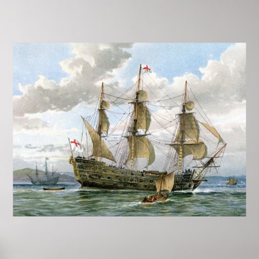 Engels slagschip ongeveer 1650 poster (Voorkant)