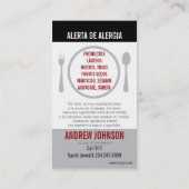 Engels/Spaans Bilingual Allergy Alert Card Contactkaartje (Achterkant)