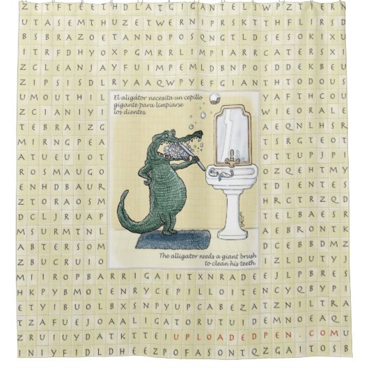 Engels/Spaans showgordijn - moeilijk/difícil Douchegordijn (Voorkant)