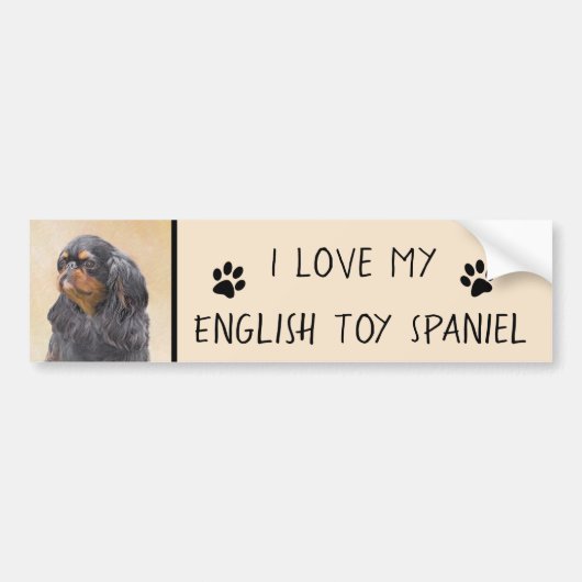 Engels Speelgoed Spaniel Schilderen Originele Dier Bumpersticker (Voorkant)