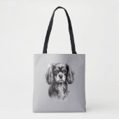 Engels Speelgoed Spaniel Zwart-wit Silhouet Tote Bag (Voorkant)