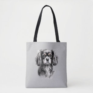 Engels Speelgoed Spaniel Zwart-wit Silhouet Tote Bag