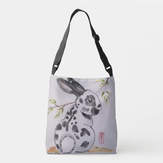 Engels Spot Rabbit Black en White Shopping Tas (Achterkant)
