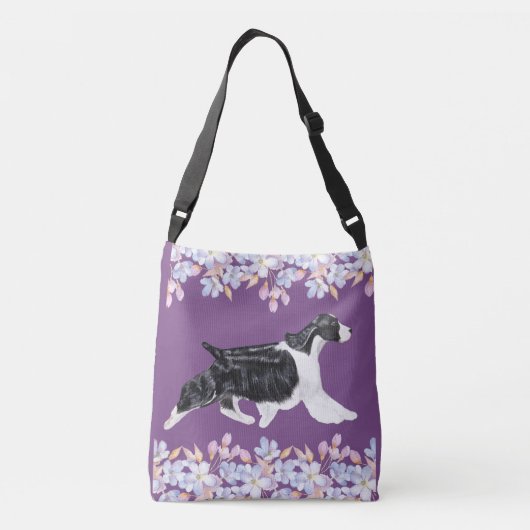 Engels Springer Spaniel Bag/Tas - Paars Crossbody Tas (Achterkant)