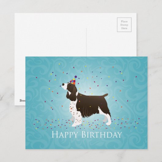 Engels Springer Spaniel Birthday Design Briefkaart (Voorkant / Achterkant)