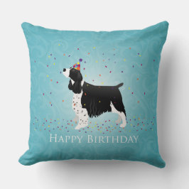 Engels Springer Spaniel Birthday Design. Kussen