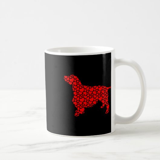 Engels Springer Spaniel Dog Cute Silhouette Heart Koffiemok (Rechts)