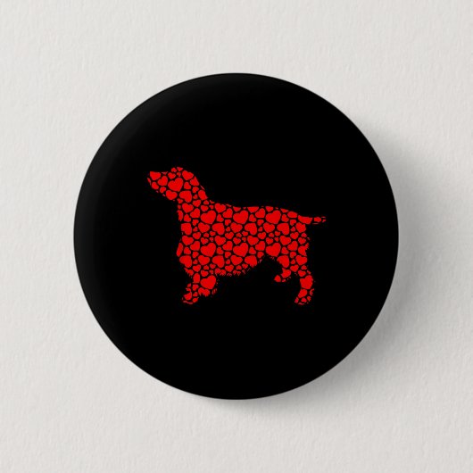 Engels Springer Spaniel Dog Cute Silhouette Heart Ronde Button 5,7 Cm (Voorkant)