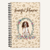 Engels Springer Spaniel Dog Paw Print & Floral Notitieboek (Voorkant)