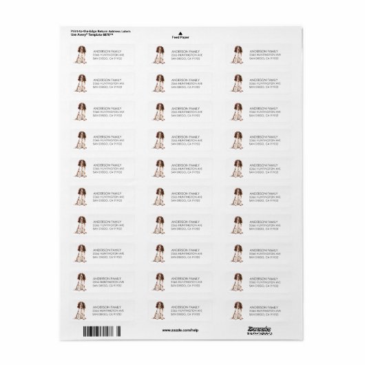 Engels Springer Spaniel Dog Return Address Label (Full Sheet)