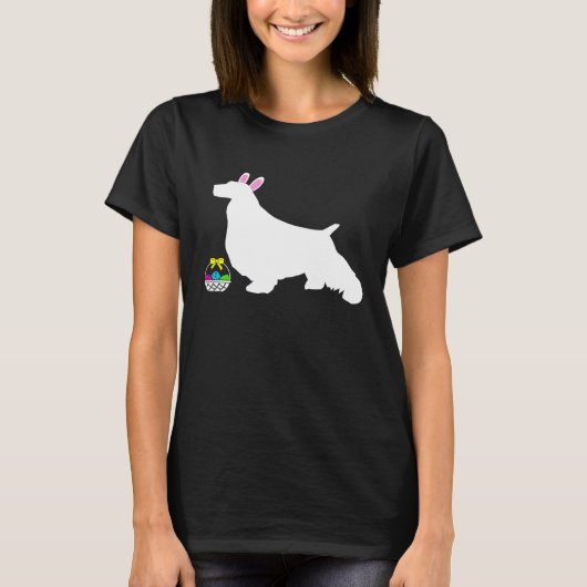 Engels Springer Spaniel Easter Bunny Dog Silhouet T-shirt (Voorkant)