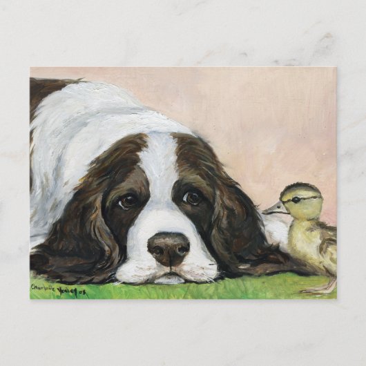 Engels Springer Spaniel en Ducking Art Briefkaart (Voorkant)